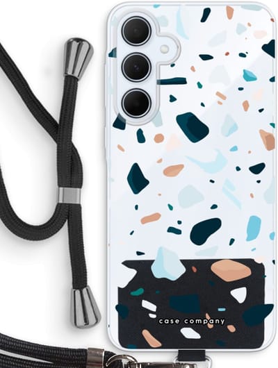 Case Company® - Hoesje met koord geschikt voor Samsung Galaxy A35 hoesje met Koord - Terrazzo N°13 - Telefoonhoesje met Zwart Koord - Bescherming aan alle Kanten en Over de Schermrand