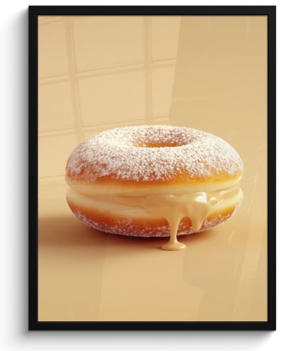 Fotolijst inclusief poster - Posterlijst 50x70 cm - Posters - Donut - Romig - Poedersuiker - Beige - Foto in lijst - Keuken decoratie muur - Wanddecoratie accessoires - Muurdecoratie - Schilderijen