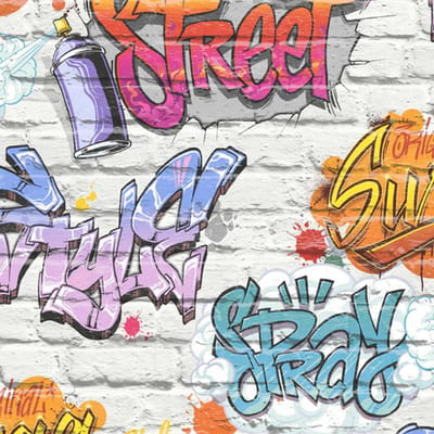 DUTCH - WALLCOVERINGS - Behang - graffiti - meerkleurig - L179-05