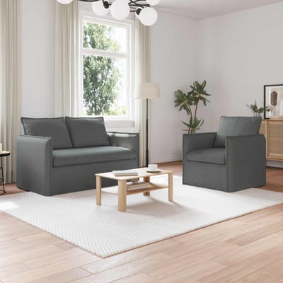 vidaXL Bankstel 2 pcs Donkergrijs 136 x 82 x 85 cm Stof
