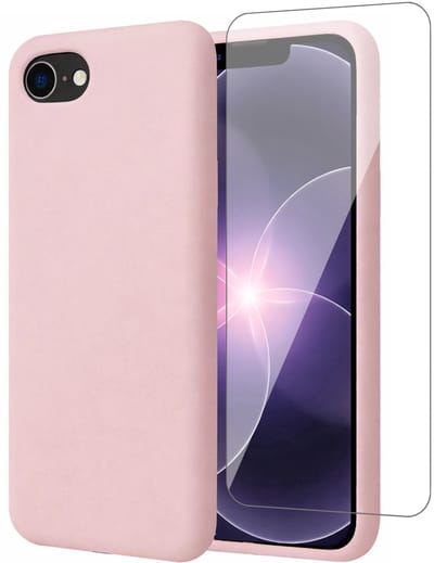 Hoesje geschikt voor iPhone 17e - Screenprotector Glas - Mat Back Case Roze