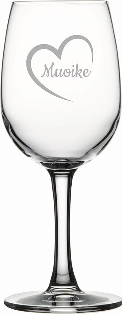 Gegraveerde witte wijnglas 26cl Muoike mei hert