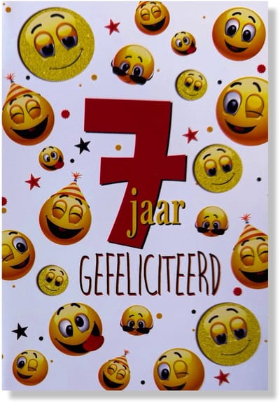 Hoera 7 Jaar! Luxe verjaardagskaart - 12x17cm - Gevouwen Wenskaart inclusief envelop - Leeftijdkaart
