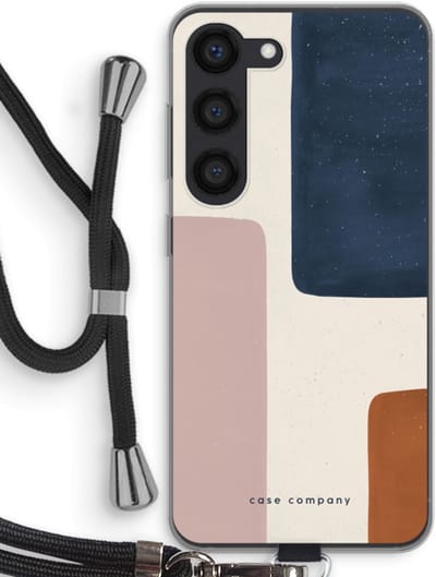 Hoesje met koord geschikt voor Samsung Galaxy S23 hoesje met Koord - Geo #5 - Telefoonhoesje met Zwart Koord - Bescherming aan alle Kanten en Over de Schermrand