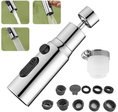 Cosensi - Multifunctionele Kraanaccessoire - 3 Wateroverdrachtsmodi - Waterbesparend - Voor Keuken en Badkamer - Tapverlenging - Inclusief Adapters