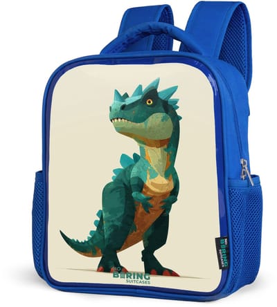 NoBoringSuitcases.com® - Rugzak blauw - Schooltas jongens - Gehoornde dino met scherpe blik - Kinder rugtas jongen - Boekentas kind - Kinderrugzak voor school - Schoolrugzak