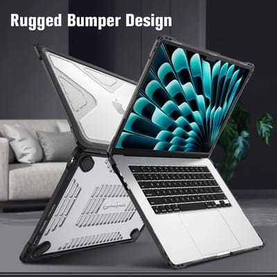 Eisenz Laptop Ultimate Hard Case – MacBook Pro 13 2018/2020/2022 (A2338 M1/M2 A2289 A2251 A2159 A1989 A1706 A1708) Laptop BumperCase TPU + PC Hex Shield Model – Black