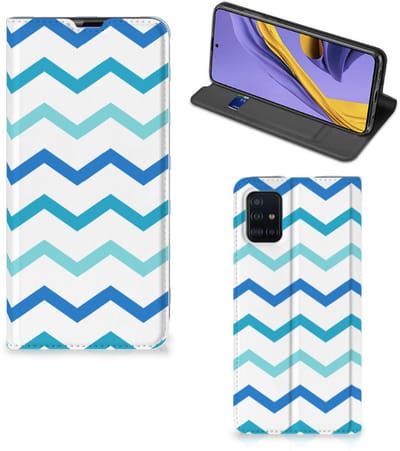 Samsung Galaxy A51 Hoesje met Magneet Zigzag Blauw