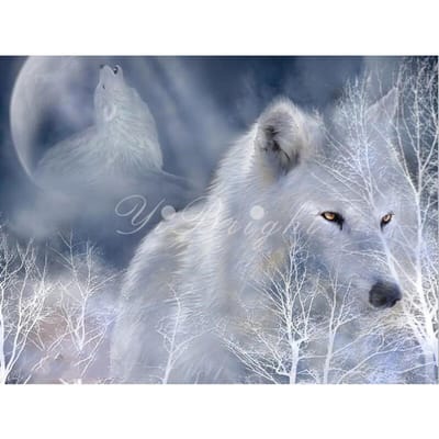 Diamant peinture point de croix loup blanc bricolage diamant broderie diamant mosaïque photo strass 20X30CM gray