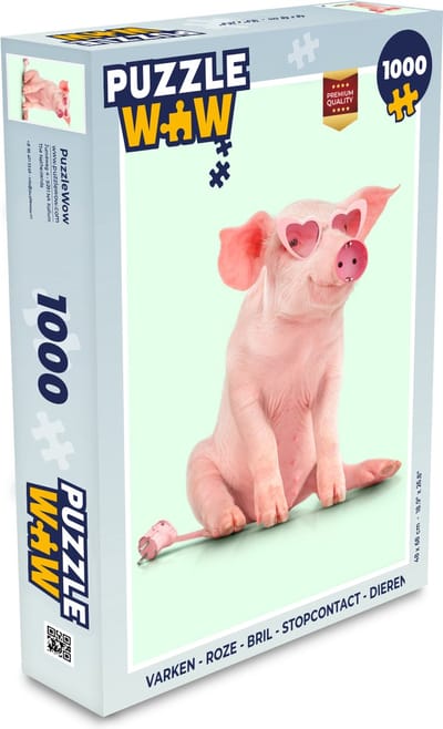 Puzzel Varken - Roze - Bril - Stopcontact - Dieren - Legpuzzel - Puzzel 1000 stukjes volwassenen