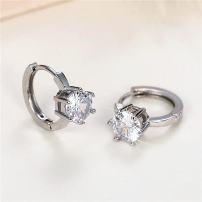 Huitan Kleurrijke CZ Hoepel Oorbellen Vrouwen Mode Oor Hoepel Accessoires Luxe Bruids Trouw Oorbellen Statement Sieraden Drop Ship gray