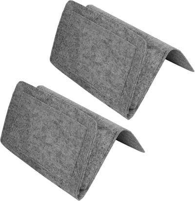 Famanu – Nachtkastje organizer bed zak nachtkastje opknoping tas - nachtkastje vilten opbergtas voor mobiele telefoon - afstandsbediening - boeken - brillen - tijdschriften - beige 32 x 21 cm