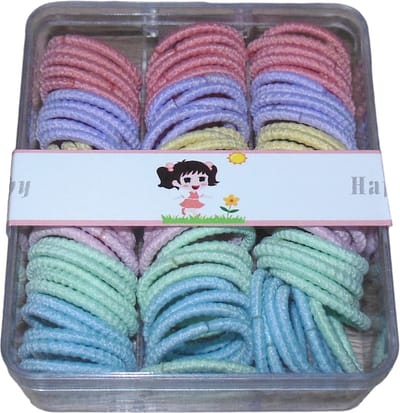 Kinderelastieken diverse kleuren ribbel 90 stuks met handig opbergdoosje