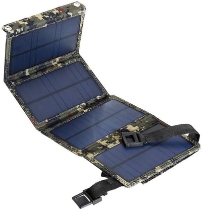 JeiibrZui Zonnepaneel Lader - Opvouwbare Zonne-energie Powerbank - Dubbele USB & 23% Efficiëntie - 1 - Voor Buiten Kamperen + Zwart