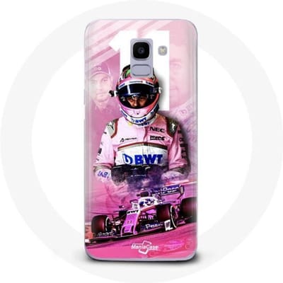 Hoesje voor Samsung Galaxy A6 2018 Formule 1 Sergio Pérez F1 Driver Roze