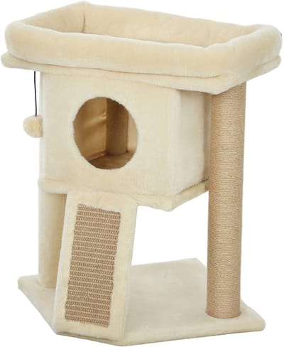PawHut-Kratzbaum-Kratzbrett, Spielball-Beige