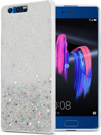 Cadorabo Hoesje geschikt voor Honor 9 in Transparant met Glitter - Beschermhoes van flexibel TPU silicone met fonkelende glitters Case Cover Etui