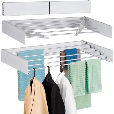 Livista Opvouwbaar Wanddroogrek – 100x50x10.5 cm – Aluminium – Stevig en Ruimtebesparend – Voor Binnen & Buiten – Wit