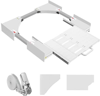 Overlayset voor wasmachine en droger, verstelbare stapelset met tussenframe en plank