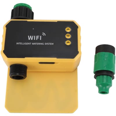 Minuteur d'arrosage de jardin solaire WiFi Arroseur de jardin Programmations Arrosage automatique Minuteur d'irrigation yellow