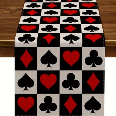 Casino Poker Avond Thema Linnen Tafelrunners Las Vegas Verjaardagsfeest Decoratie Herbruikbaar Huis Banket Keuken Eettafel Decoratie 150x33cm