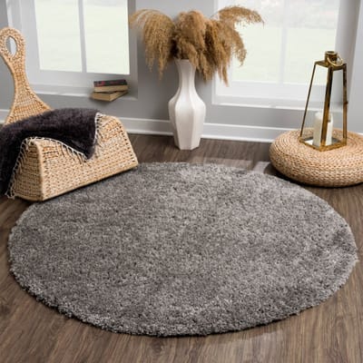 Muratap Porto rond soft fluffy vloerkleed hoogpolig effen donker 120 cm rond