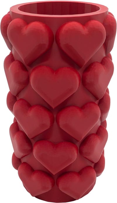 Luvé moderne vaas – Decoratieve vaas - Donker Rood - 3d geprinte vaas – geschikt voor droogbloemen - 20CM