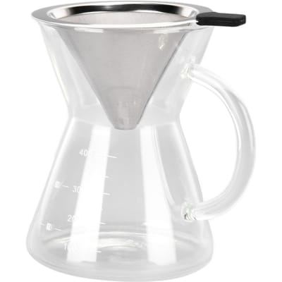 400ml Glazen Koffiepot Ketel Hittebestendig Overgiet Koffiezetapparaat met Roestvrijstalen Filter voor