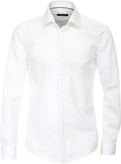 VENTI modern fit smoking overhemd - dubbele manchet en Kent kraag - wit - Strijkvrij - Boordmaat: 42