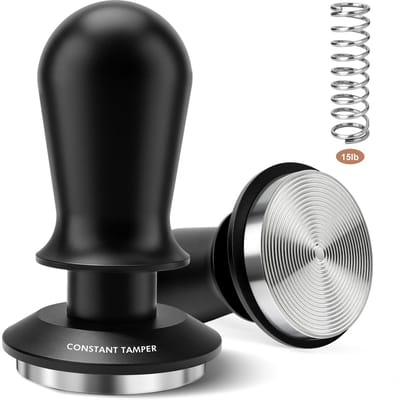 Dailygoods- Tamper 51 mm roestvrij staal - Koffiestamper - Espresso-stamper - Siliconen kussen - Koffiemeelpers - Geschikt voor thuis en kantoor