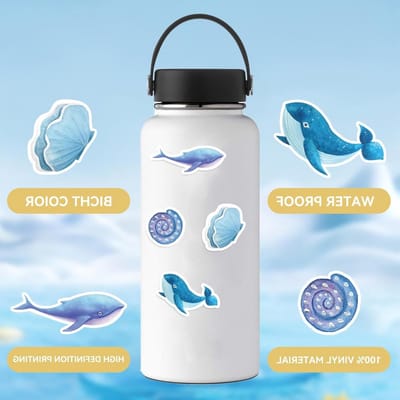 50 Visstickers voor Zee Dieren - Cartoon Mariene Dieren, Zelfklevend voor Skateboard, Laptop en Telefoon, Verzamelalbum en Buitenactiviteiten, Kleurrijk en Leuke Decoratie