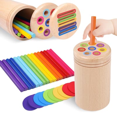 Montessori Speelgoed Ideaal voor 3-jarige Peuter Houten Leer Munt Kleur Sorteren Speelgoed Sensorisch Matching Spel Ideaal voor Jongens Meisjes Cadeaus