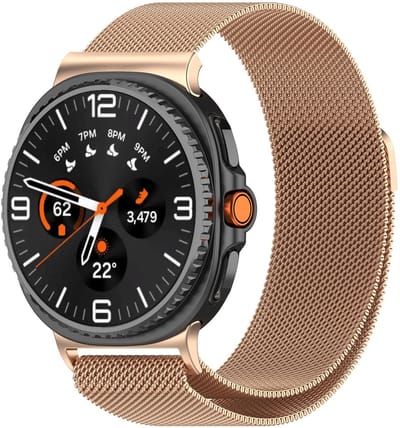 Milanees bandje - geschikt voor Samsung Galaxy Watch 8 (40mm) / Galaxy Watch 8 (44mm) / Galaxy Watch 8 Classic - RVS Milanese met magneet sluiting - rosegoud