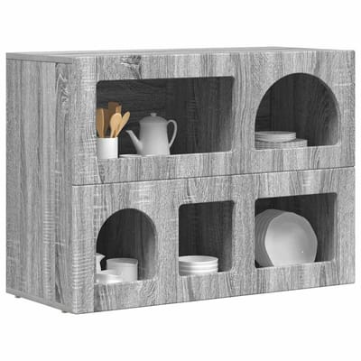 vidaXL - Dressoir - ELST - Grijs - Sonoma - 80.5 - x - 35 - x - 59 - cm - Bewerkt - hout