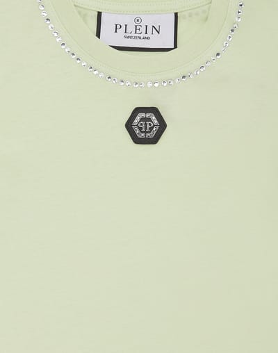 Cropped T-Shirt Strass Round Neck Ss