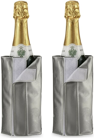 Kinvara Wijnkoeler/flessenkoeler/koelhoud hoesje - 2x - voor flessen - wijn/water/champagne - 18 cm