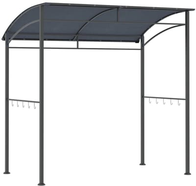Grill Paviljoen - Grillpaviljoen met Haken - BBQ Overkapping - Grill Gazebo - Grilloverkapping - Regenhoes - Tuinpaviljoen - Grillluifel voor Buitengrill - BBQ Tent - Pergola - voor Tuin, Balkon & Feesten - 215 x 150 x 174/220 cm - Grijs