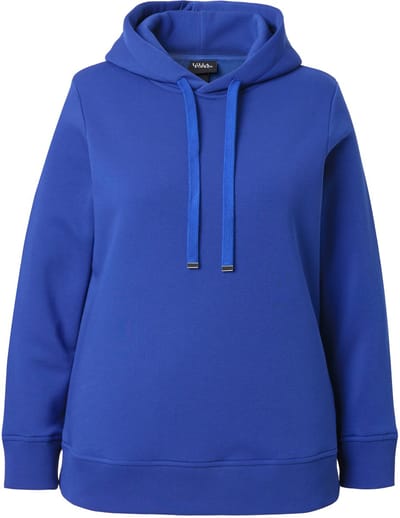 Ulla Popken - Dames - Hoodie geribbelde boorden capuchon lange mouwen - Inktblauw - Maat 42+