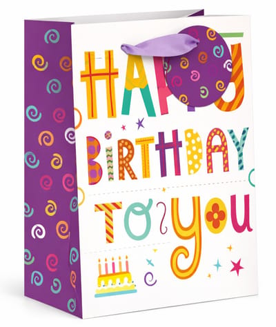 Cadeautas L A4 Verjaardag Happy Birthday - Grote luxe Geschenktas - Cadeauzak - Geschenkzak - 26cmx12cmx32cm