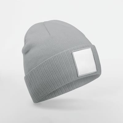 Beechfield Muts met patch B337R - Ash/White - One size