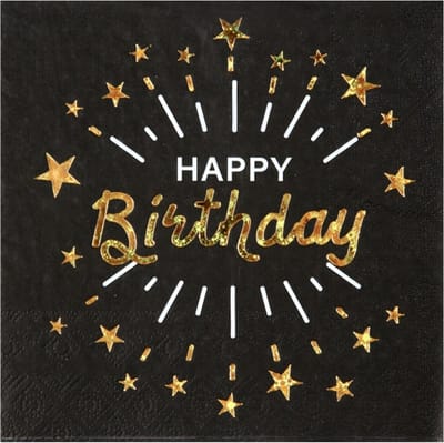 Santex Verjaardag feest servetten happy birthday - 10x - goud - 33 x 33 cm