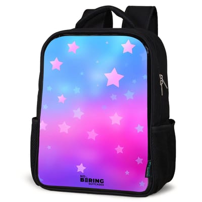 NoBoringSuitcases.com® - Rugzak zwart meisjes - Schooltas meisje - NoBoringSuitcases.com® - Rugzak zwart - Schooltas jongen & meisje - Sterren - Roze - Blauw - Rugtas voor school - Boekentas kind - Schoolrugzak - Kinderrugzak