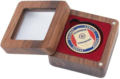 Dailygoods - Houten Opbergkoffer voor Munten met Fluwelen Slot