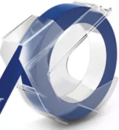 Dappaz - Label Tape 3D Wit op Blauw 9 mm Compatible - Geschikt voor Dymo Lettertang - S0898140 Reliëftape - 1 stuks