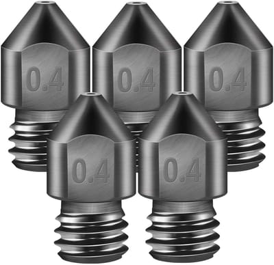 JHUBERS- Mondstukken 5 Stuks - Gehard Staal - Slijtvaste MK8-Sproeiers - Hoge Temperatuur - Corrosiebestendig - Nauwkeurige Extrusie - 3D-printer Nozzle