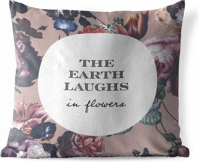 Sierkussen Buiten - Bloemen - Quotes - Aarde - 60x60 cm - Weerbestendig
