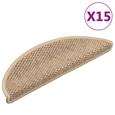 vidaXL - Trapmatten - zelfklevend - 15 - st - sisal-look - 56x17x3 - cm - zandkleurig