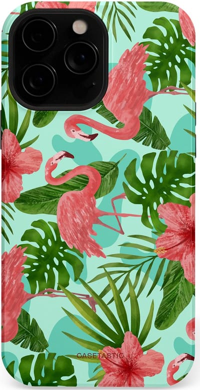 Casetastic hoesje geschikt voor Apple iPhone 13 Pro Max - MagSafe - Dubbellaagse bescherming - Flamingo jungle - Fashion Case - Mintgroen Koraal