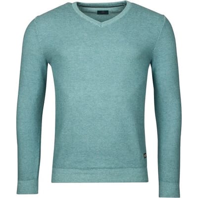 Baileys Trui Two-Tone Jacquard Interlock V-Neck Allover Plated Sky Blue Melange / male