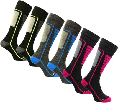 Norfolk Skisokken - 3 Paar - Merino Wol Skisokken - Schokabsorptie - Naadloos - Zacht, Warm en Droog - Roze/Smoked/Zwart - Maat 39-42 - Courchevel 3 Pack